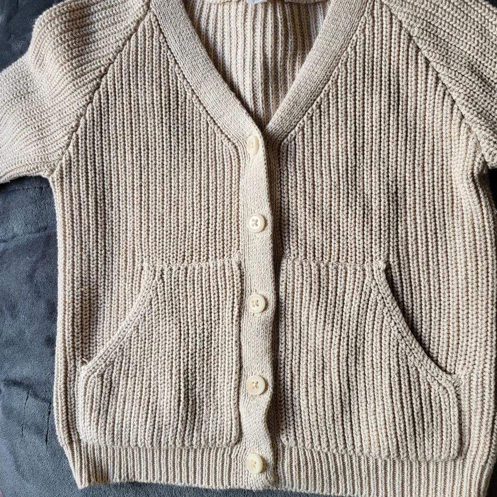 kids Cream Knit Cardigan Sweater 4y